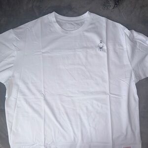 White Short Sleeve Tee with Embroidered Logo